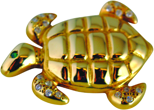 Χρυσή καρφίτσα "χελώνα της τύχης" 14Κ με ημιπολύτιμες πέτρες code GK0321