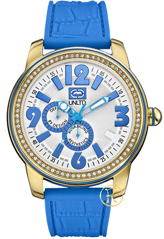 Marc Ecko Crystal The Miami Blue Rubber Strap E13544G5