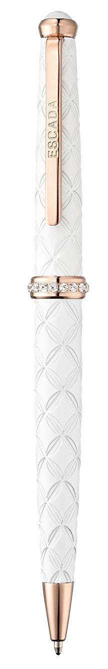 Escada Rose Gold Plated White Abstract Floral Ballpoint Pen E90026