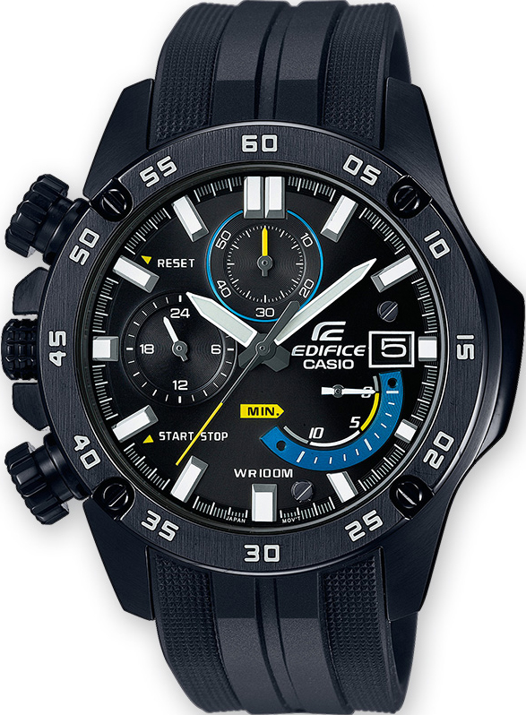 casio edifice chronograph black rubber strap