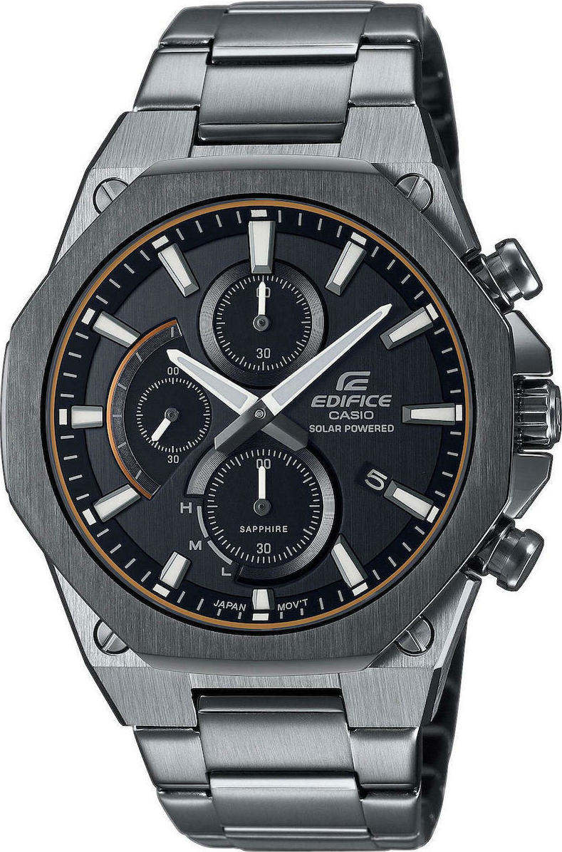 edifice casio silver tone hybrid watch