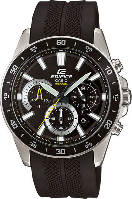 casio edifice chronograph black rubber strap