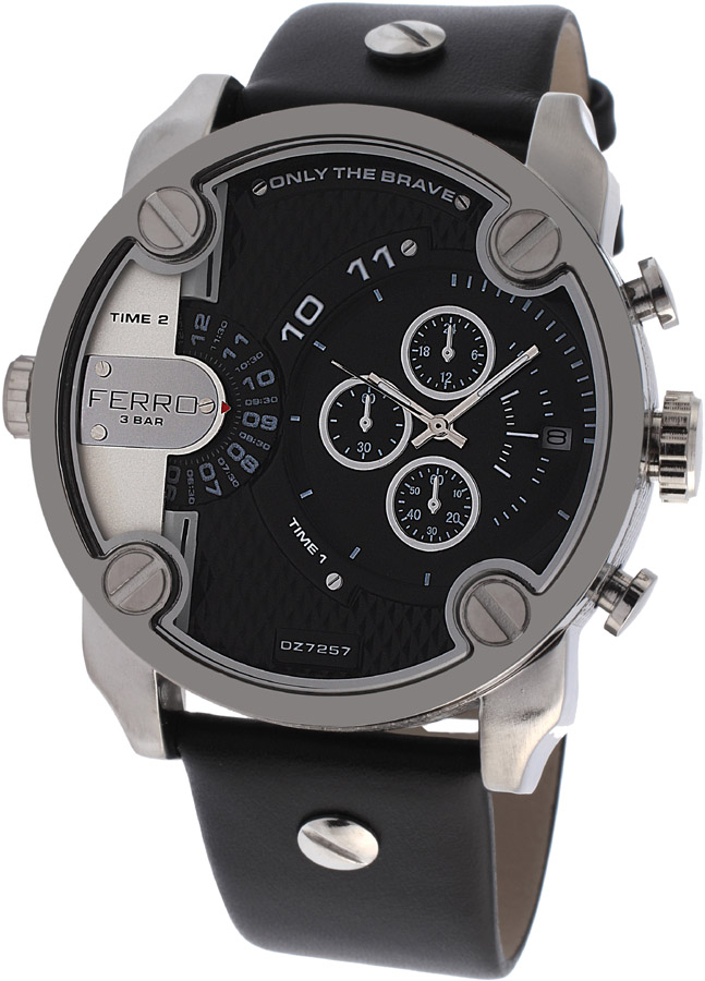 Ferro Black Leather Strap F13018WT-0054