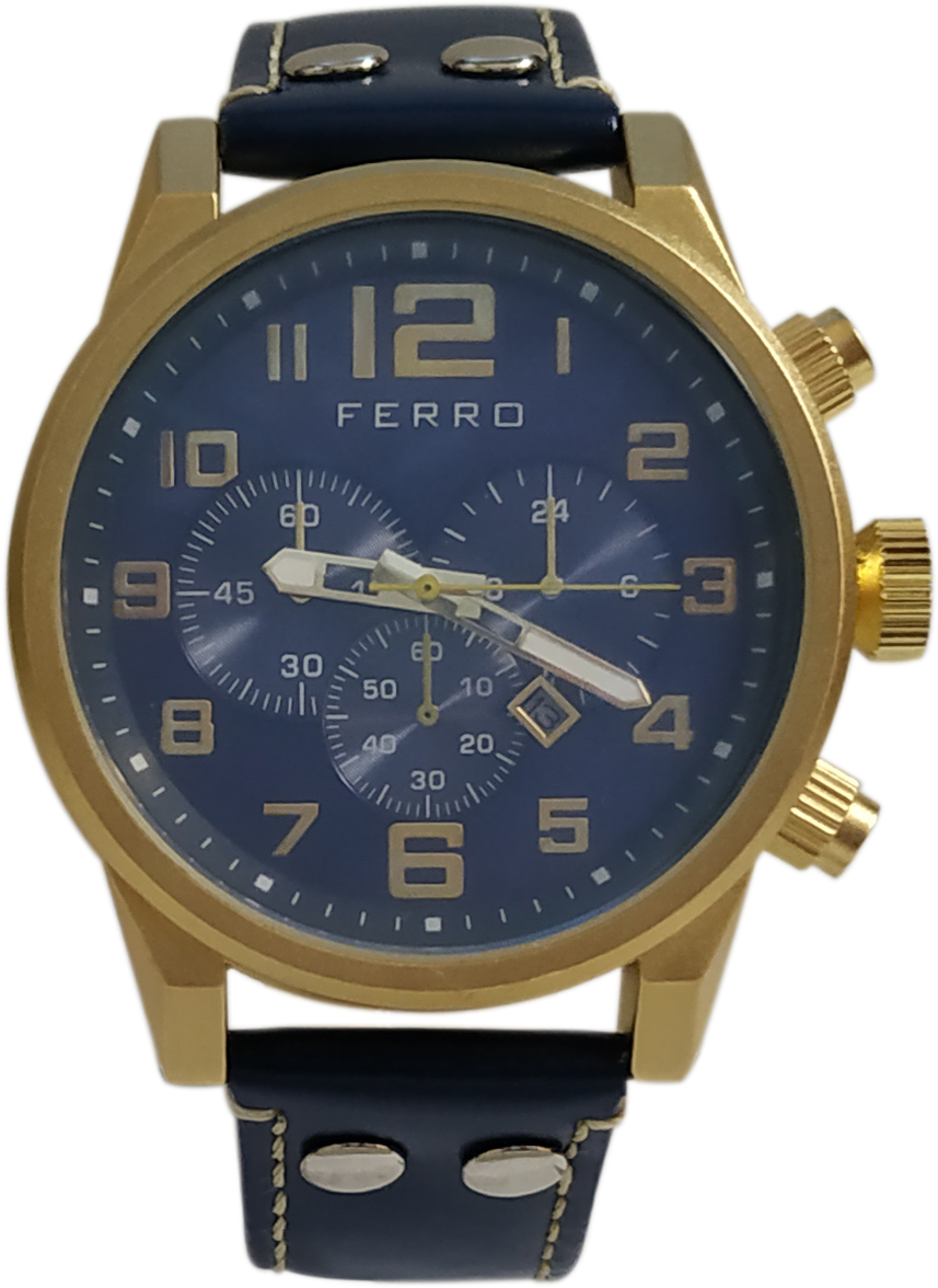 Ferro Blue Leather Strap F13087WT-174B