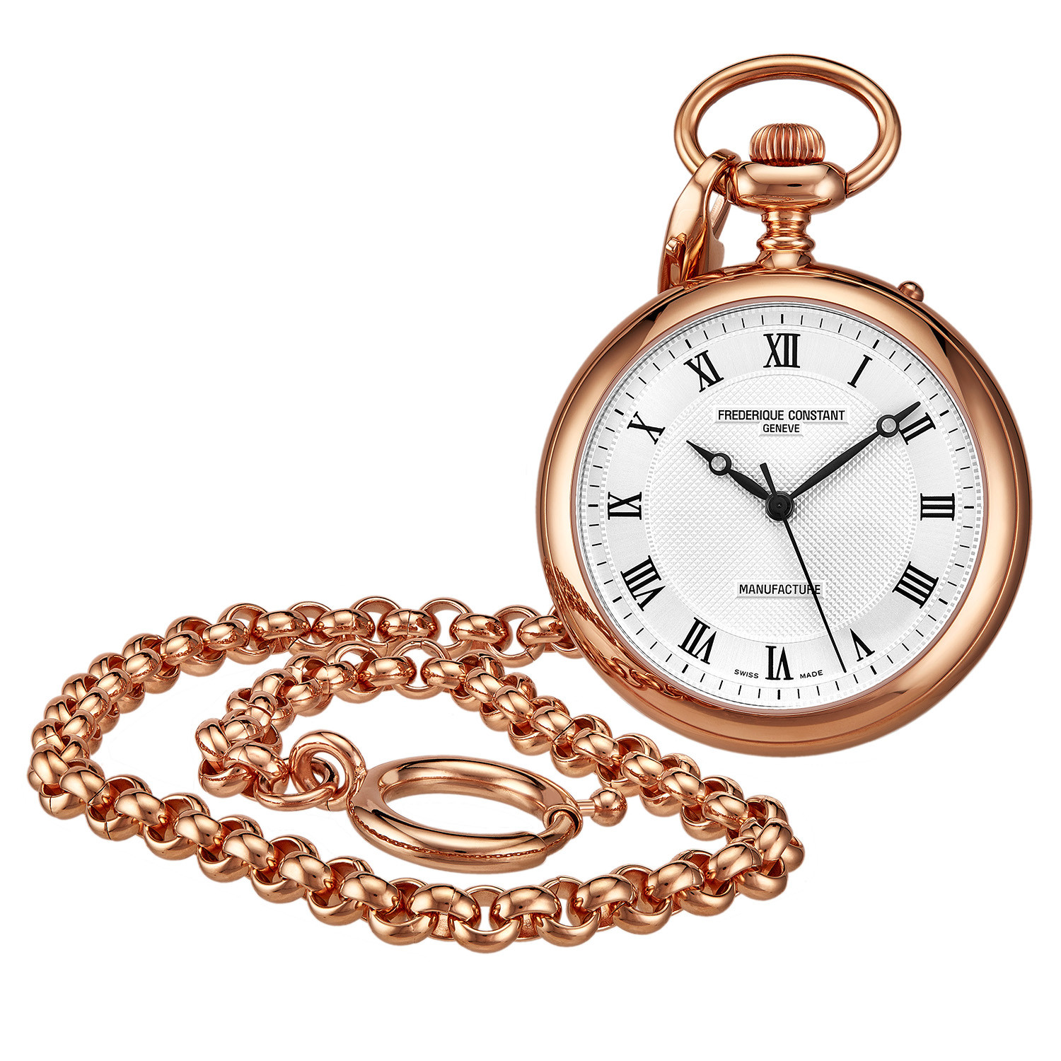 Frederique Constant Manufacture White Dial Rose Gold Pocket Watch FC-700MC6PW4