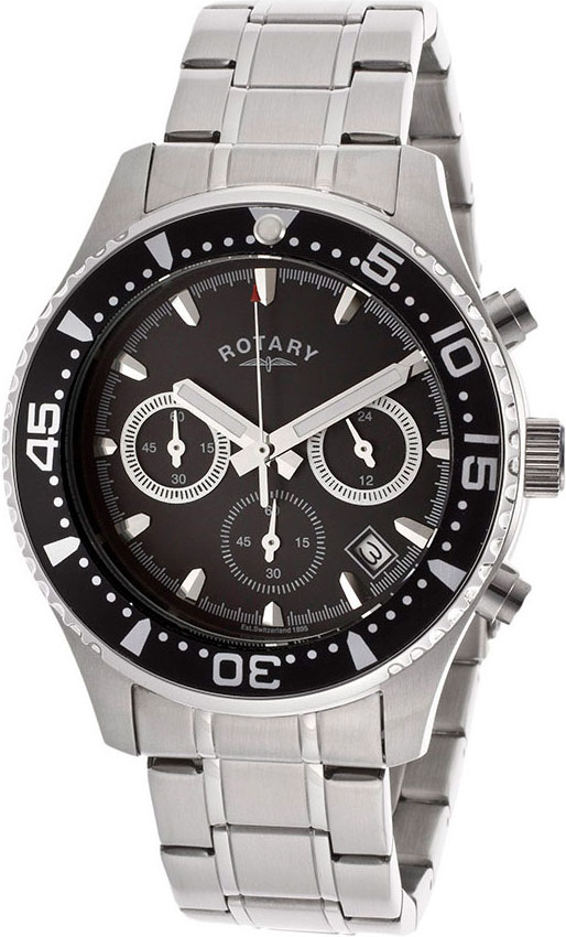 Rotary Silver Steel Bracelet & Case Mineral Men's Watch  GB00014-04