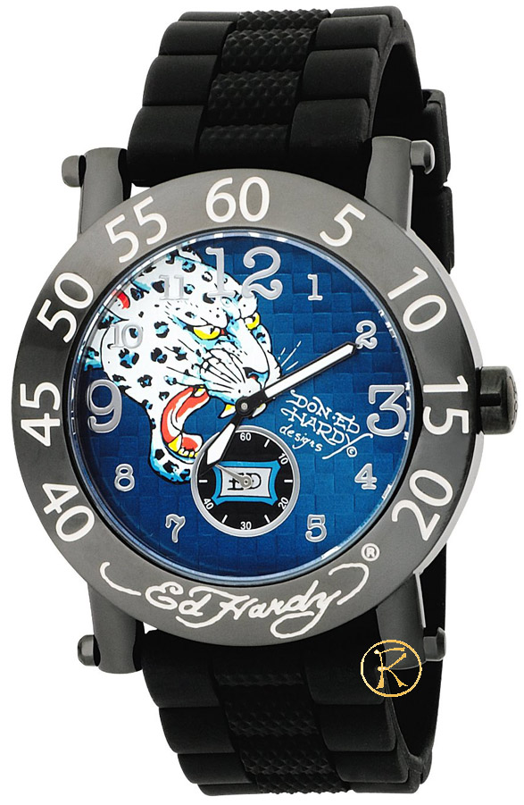 ED HARDY Kordova Panther Black Rubber Strap KO-PNT