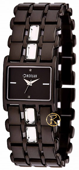 MORGAN DE TOI Black Stainless Steel Crystal Ladies M1007B