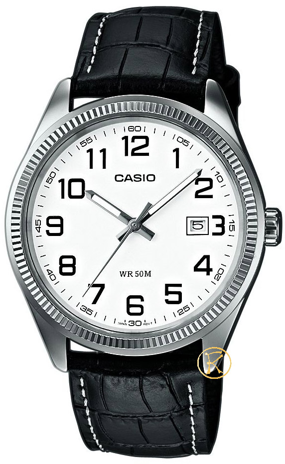 Casio Men's Collection Neobrite White Dial-Black Leather MTP-1302L-7BVEF
