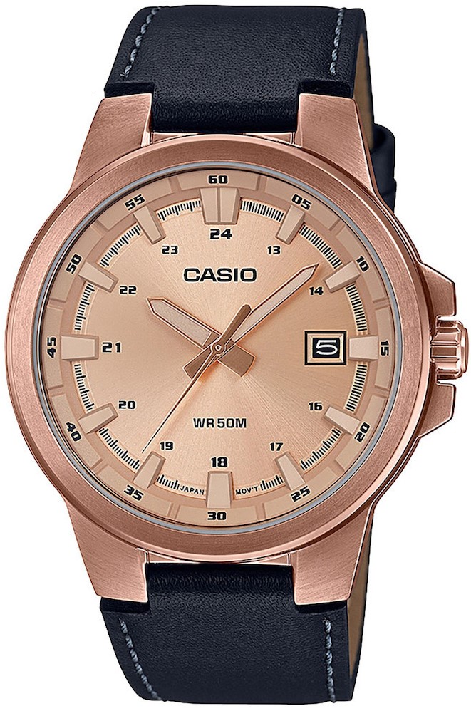 Casio Collection Black Leather Strap MTP-E173RL-5AVEF