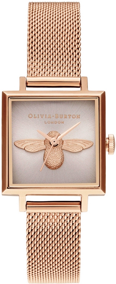 Olivia Burton Square Dial Blush Sunray Rose Gold Stainless Steel Bracelet OB16AM164