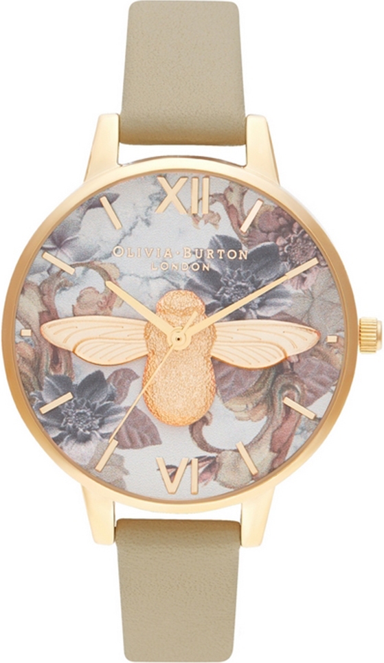 Olivia Burton OB16CS22 3D Bee Gold Beige Leather Strap