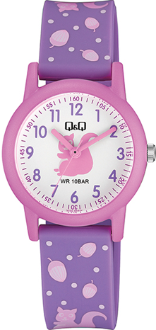 Q&Q V23AJ007VY Kids Squirrel Purple Rubber Strap