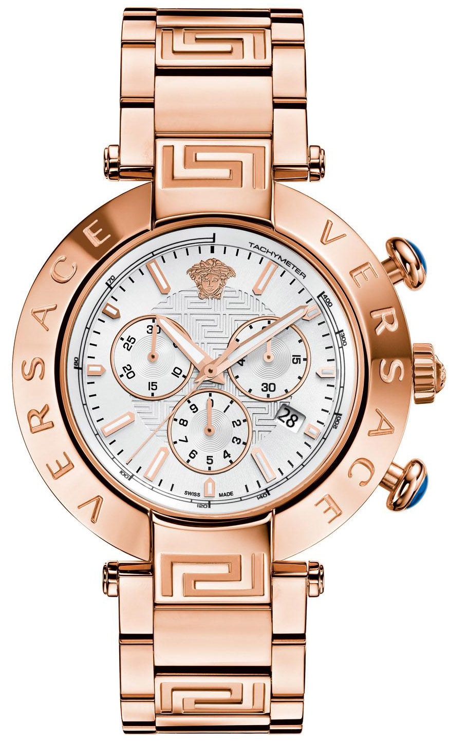 Versace Men's Reve Chrono Rose-Tone Ss Silver-Tone Dial Rose-Tone Ss Watch VA804-0013