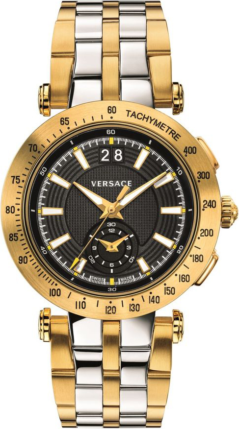 Versace Mens V-race Sport Watch Chronograph Tachy Date Stainless Steel VAH020016
