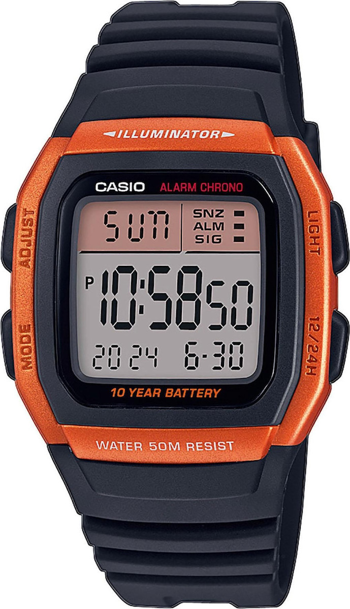 casio orange digital watch