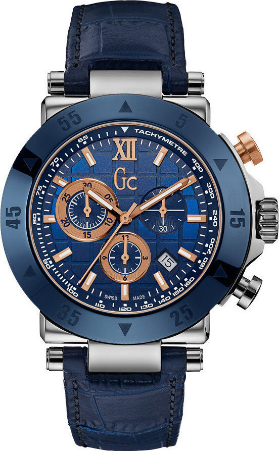 GUESS Collection Blue Leather Chronograph X90013G7S