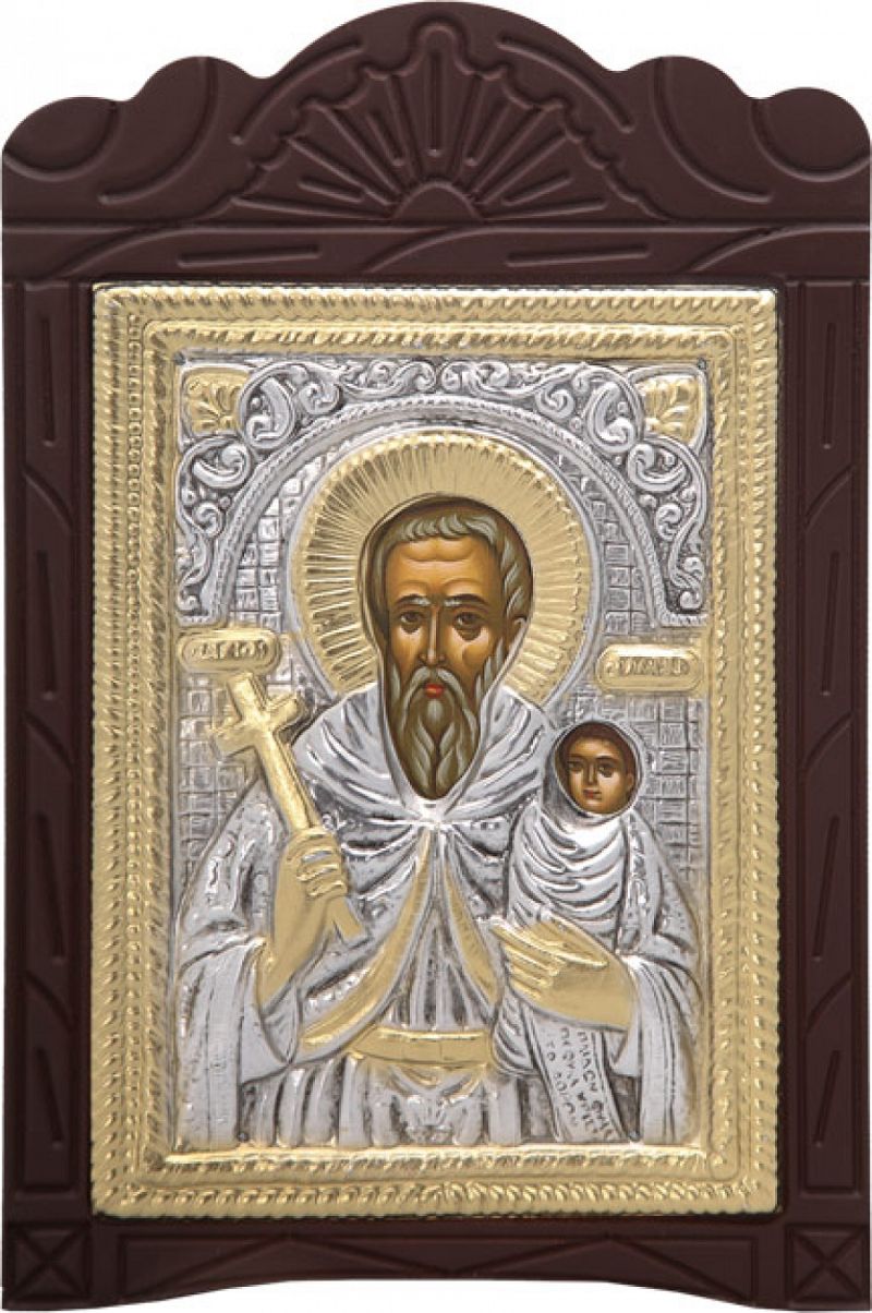 Ξυλόγλυπτο "Άγιος Στυλιανός" με επικάλυψη από φύλλο ασήμι 925 και τοπικό επιχρύσωμα ΚΩΔ. 204 19x29