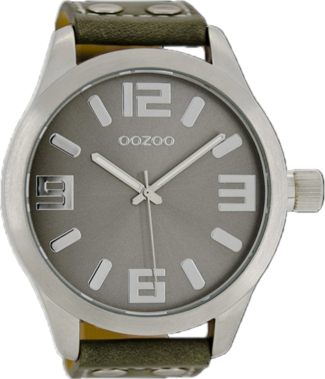 OOZOO Large Τimepieces Khaki Leather Strap C1007