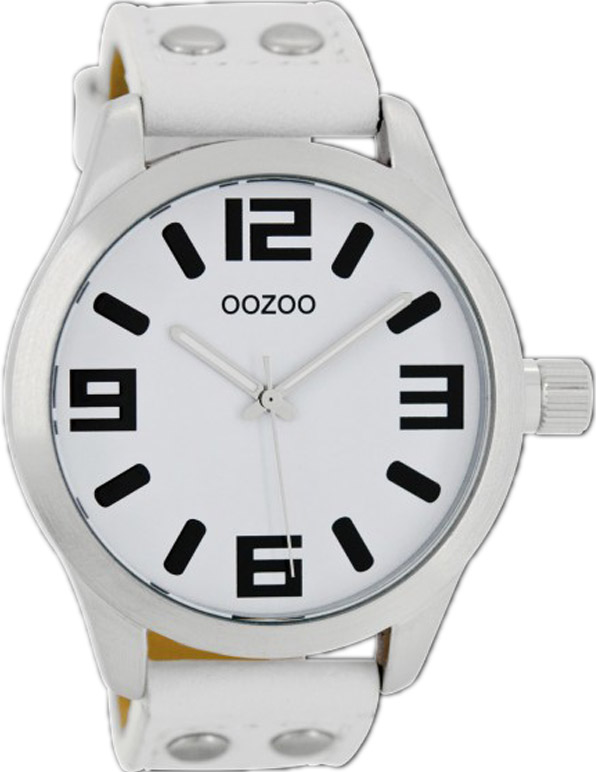 OOZOO Timepieces XL White Leather Strap C1050