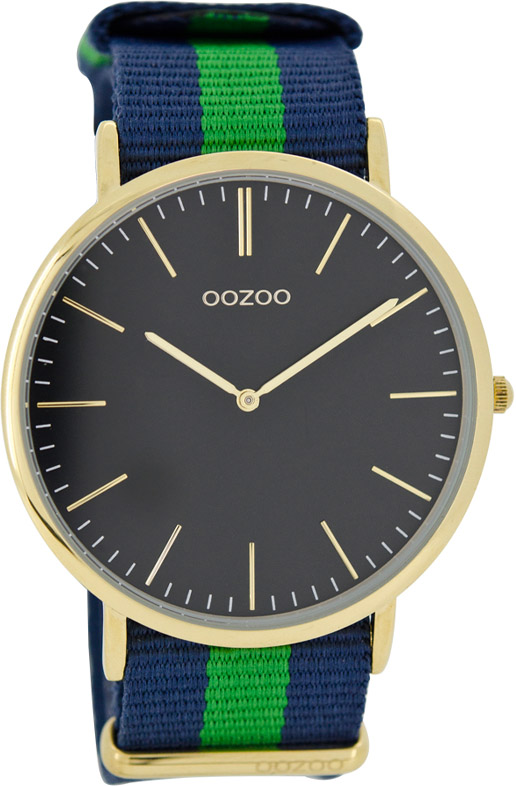 OOZOO Timepieces Vintage Gold Two Tone Fabric Strap C6923