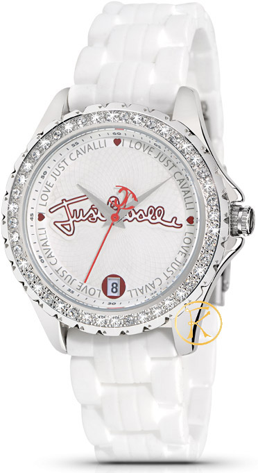 Just CAVALLI Easy White Rubber Strap Crystal Ladies R7251167945