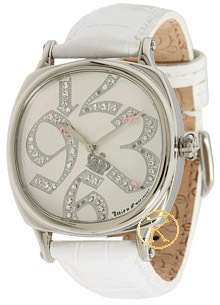 JUICY Prep Silver With Stones And White Leather Strap 1900691