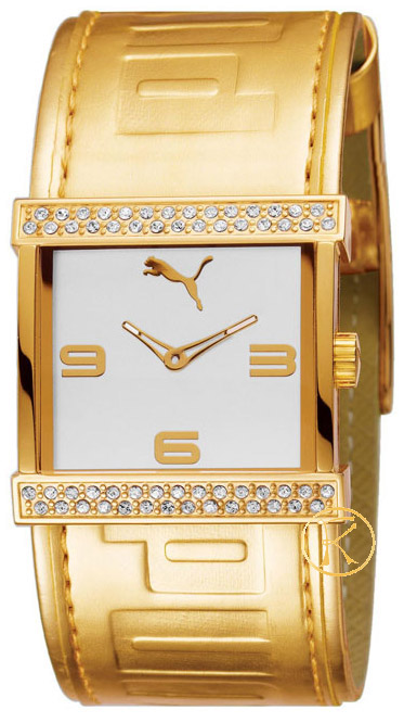 Ρολόι PUMA Swap Gold Leather Strap Crystal Ladies  PU101652002
