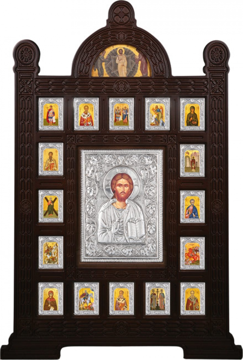 Προσκυνητάρι "Χριστός Ευλογών" με επικάλυψη από φύλλο ασήμι 925 ΚΩΔ. 1400 65x100
