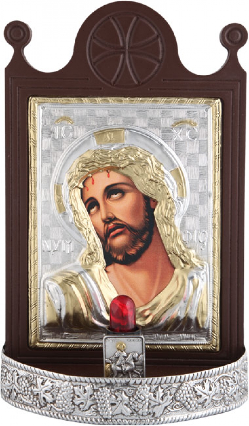 Εικόνα με φως "Χριστός Νυμφίος" με επικάλυψη από φύλλο ασήμι 925 και τοπικό επιχρύσωμα ΚΩΔ. 600 19x30