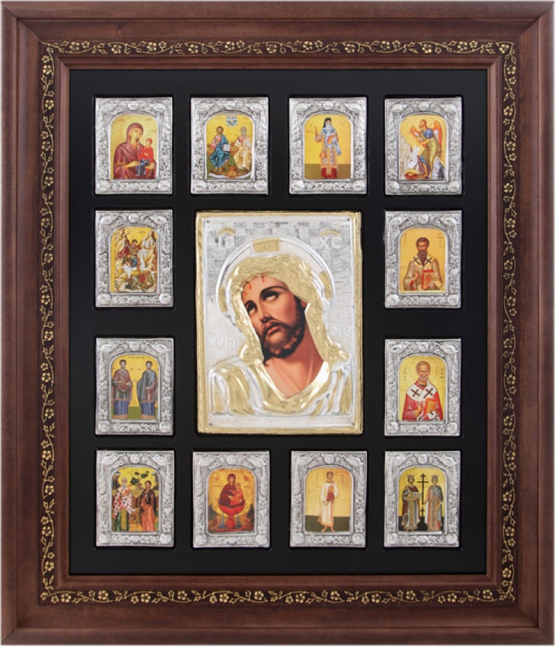 Προσκυνητάρι "Χριστός Νυμφίος" με επικάλυψη από φύλλο ασήμι 925 ΚΩΔ. 1600 50x58