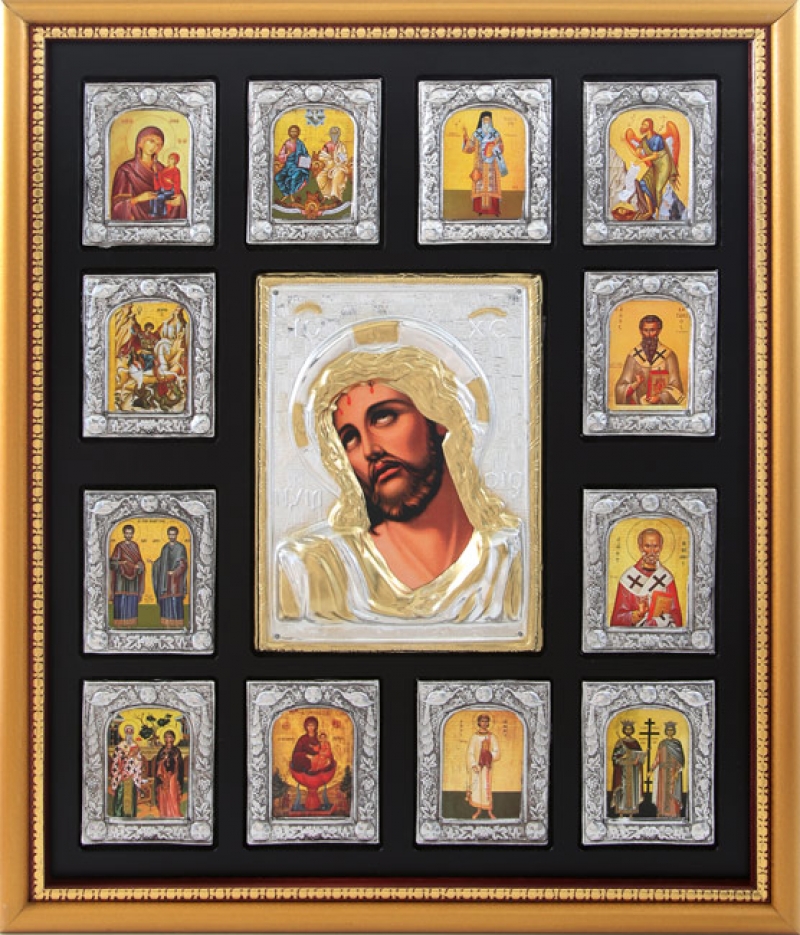Προσκυνητάρι "Χριστός Νυμφίος" με επικάλυψη από φύλλο ασήμι 925 ΚΩΔ. 1602 40x50
