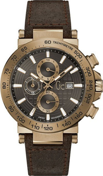 GUESS Collection Brown Leather Chronograph Y37001G5