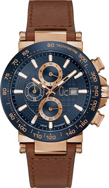 GUESS Collection Rose Gold Brown Leather Chronograph Y37002G7