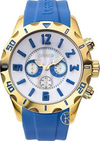 Breeze California Gold Blue Rubber Strap Chronograph 110051.18