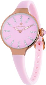 Hoops Nouveau Cherie Diamond Index Gold Crystals Purple Rubber Strap 2594LRG06