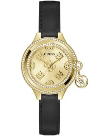 Guess Charmed Crystals Black Leather Strap GW0684L3
