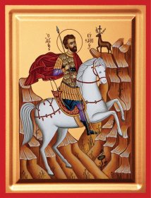 Ο ΑΓΙΟΣ ΕΥΣΤΑΘΙΟΣ Μεταξοτυπία σε ξύλο 40x50cm