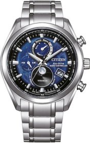 Citizen  Eco-Drive Moon Phase Titanium Radio Contr. Mens Watch BY1010-81L