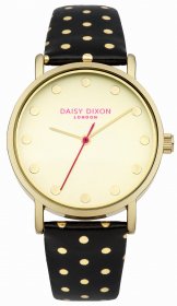 DAISY DIXON Candice Gold Black Leather Strap DD022BG