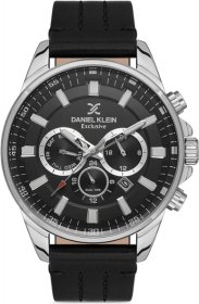 Daniel Klein Black Leather Strap Men's watch DK.1.13286-1