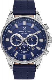 Daniel Klein Blue Leather Strap Men's watch DK.1.13286-2