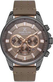 Daniel Klein Beige Leather Strap Men's watch DK.1.13286-5