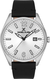 Daniel Klein Black Leather Strap Mens watch DK.1.13666-1