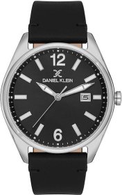 Daniel Klein Black Leather Strap Mens watch DK.1.13666-2
