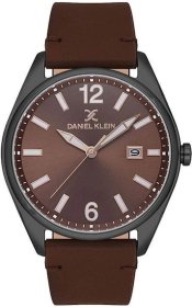 Daniel Klein Brown Leather Strap Mens watch DK.1.13666-4