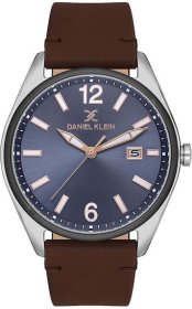 Daniel Klein Brown Leather Strap Mens watch DK.1.13666-5