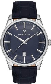 Daniel Klein Blue Leather Strap Mens watch DK.1.13669-3