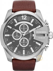 DIESEL Gunmetal Brown Leather Chronograph DZ4290