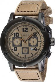 Ferro Light Brown Leather-Fabric Strap F14113-0194E